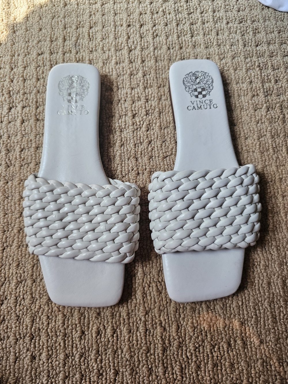 Vince Camuto White Braided Slide Sandals